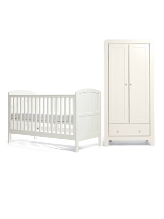 Dover White 2 Piece Cotbed Set with Wardrobe image number 1